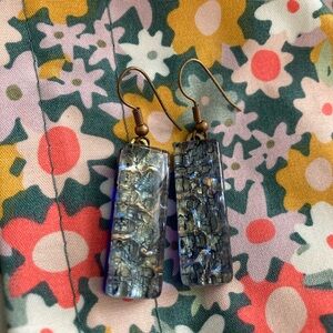 Blue and Gold Murano Glass Earrings